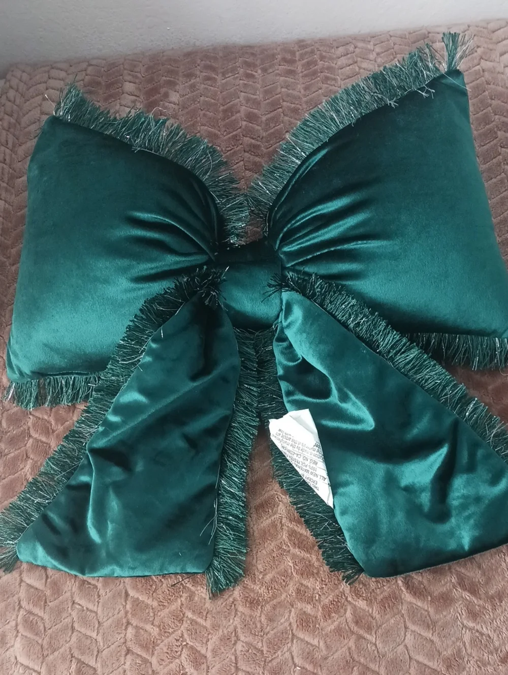Green Velvet Bow Accent Pillow - Luxury Home Accent